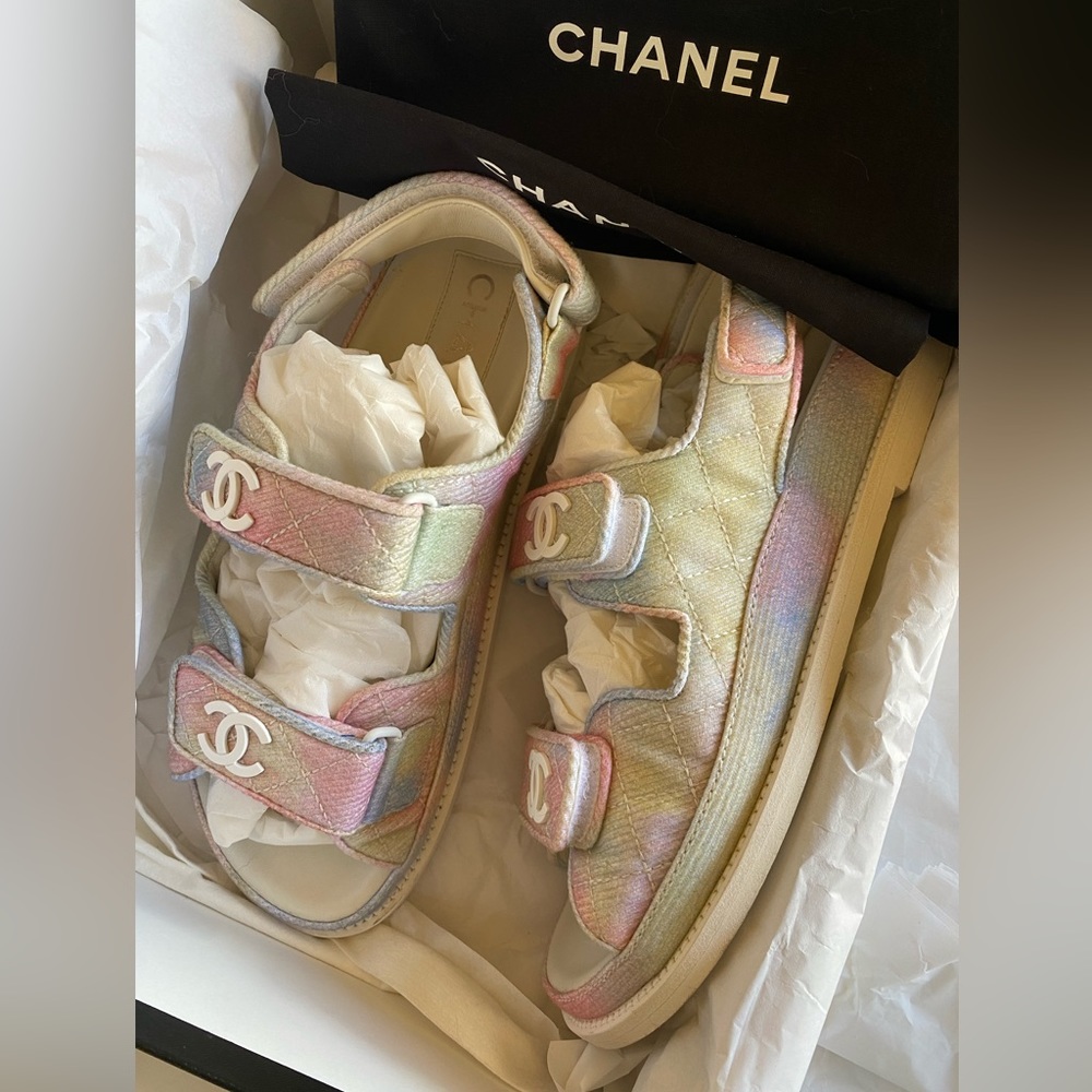 Chanel 22C rainbow ombre Dad sandals size 37